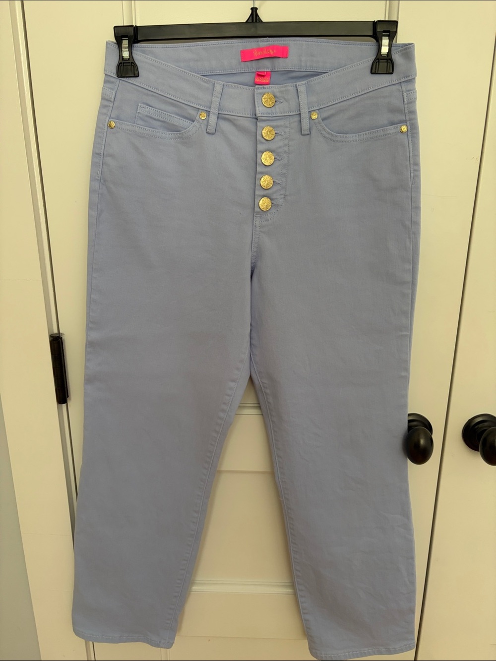 Lavender Lilly Pulitzer button fly denim pants.  Size 8